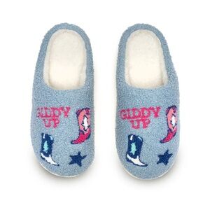 NWT Living Royal Giddy Up Cozy Slippers with Embroidered Design Size S/M
